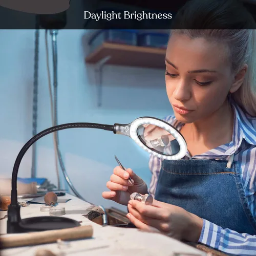Vista 8 de Brightech LightView Pro Flex - Lámpara de escritorio con aumento de 1.75 x con lámpara LED Brightech Litespan 2 en 1 para piso y escritorio, altura