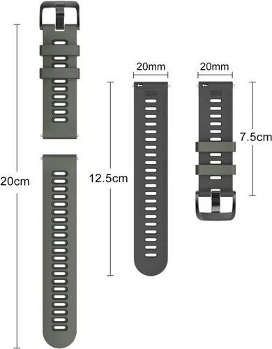 Vista 6 de ISABAKE Correa de reloj Garmin de silicona suave para Garmin Vivoactive 3/Samsung Galaxy Active 2/Garmin Forerunner 245/245 Music 645/Forerunner 645