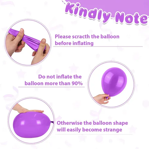 Vista 8 de Globos de látex rosa intenso, azul, morado, 50 globos de látex de 12 pulgadas con confeti metálicos para niños, temática mágica, cumpleaños, baby