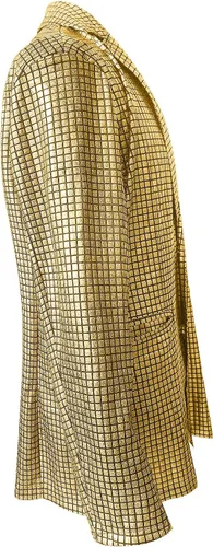 Vista 3 de ATTBEA Conjunto de disfraz de discoteca para hombre, traje de lentejuelas brillantes y pantalones, chaqueta metálica, trajes de Halloween