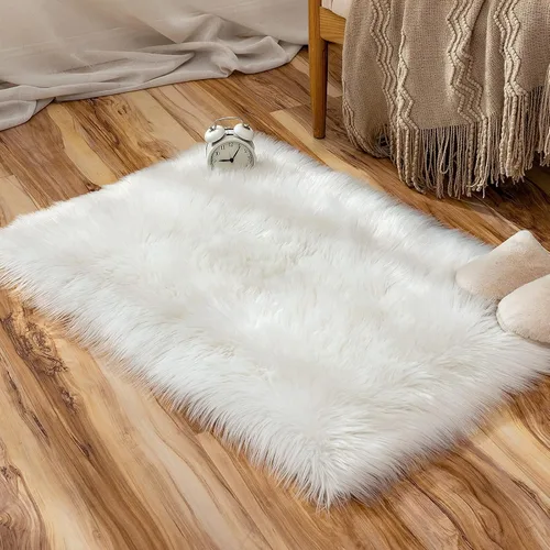 Vista 20 de MIULEE Alfombra de Área de Lujo Súper Suave y Esponjosa de Piel Sintética Rectangular Alfombra Decorativa de Felpa Shaggy para Mesita de Noche Sofá