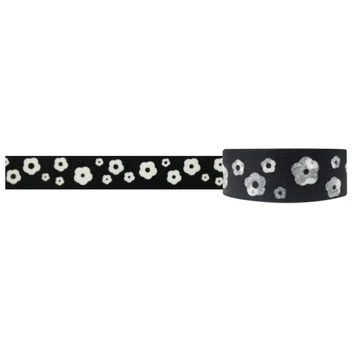 Vista 2 de Wrapables Floral & Nature - Cinta adhesiva japonesa Washi, flores felices negras