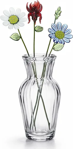 Vista 8 de HunnmingRe 5 piezas de flores de vidrio con jarrón, decoración de flores de mes de nacimiento de mayo, ramo de flores de cumpleaños de vidrio
