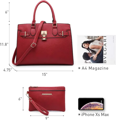 Vista 4 de Bolso de mano y bolsos para mujer con asa superior de avestruz, bolsa de trabajo con cartera