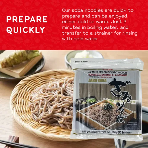 Vista 4 de Shirakiku Fideos Zaru Soba Fideos instantáneos secos estilo japonés con sabor a trigo sarraceno Contiene harina de trigo Bajo en calorías