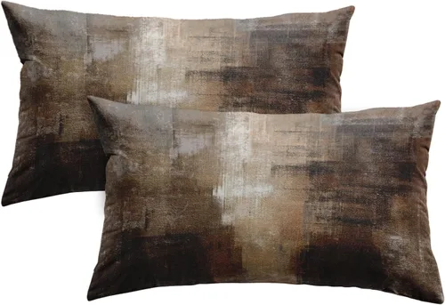 Vista 21 de Britimes Fundas de almohada modernas para decoración del hogar, 16 x 16 pulgadas, juego de 2 fundas de almohada de pintura al óleo abstracta