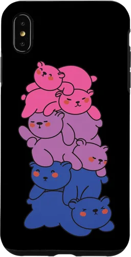 Vista 7 de Funda con diseño de oso LGBTQ para iPhone 15 con bandera bi