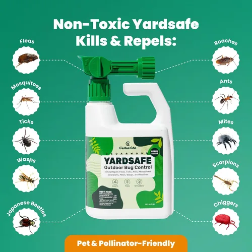 Vista 2 de Outdoor YardSafe Mata y repele mosquitos, garrapatas, pulgas, ácaros y más con aceites esenciales naturales, seguro para familias y mascotas