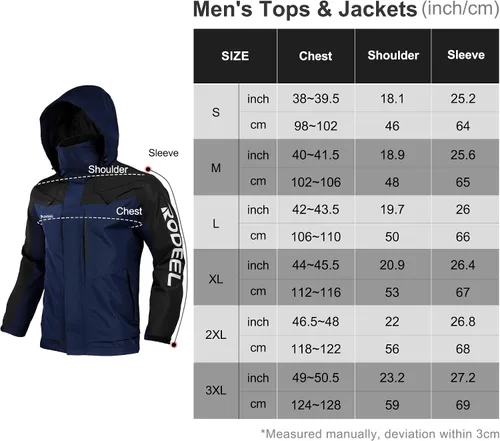Vista 6 de Rodeel Chaqueta rompevientos ligera para hombre, resistente al agua, con capucha para exteriores