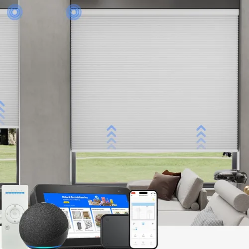 Vista 19 de MYshade Persianas celulares de tamaño personalizado, persianas opacas sin cordones para dormitorio, baño, sala de estar, control de luz, persianas