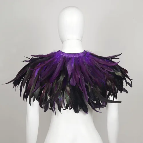 Vista 12 de Chal de plumas para mujer, collar de plumas de cuervo, capa de cisne de Halloween, accesorios de disfraz de bruja