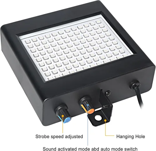 Vista 12 de Luz estroboscópica de 108 LED a todo color con control remoto para Halloween, fiesta y habitación, mini luces intermitentes Blanco (108led White)