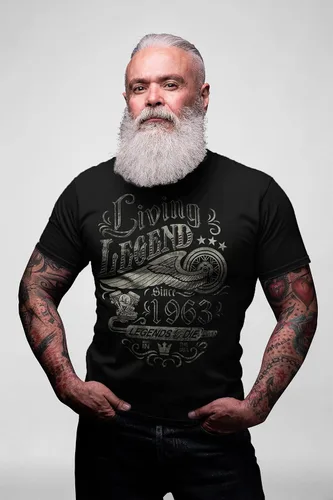 Vista 2 de Camisa de regalo de cumpleaños número 60 para hombre, leyenda viva 1963 Legends Never Die, regalo de cumpleaños 60