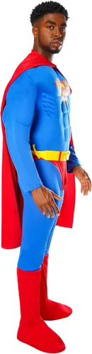 Vista 3 de Rubies DC Comics Superheroes: Superman Deluxe Muscle Chest Costume for Adults, Men's Costume