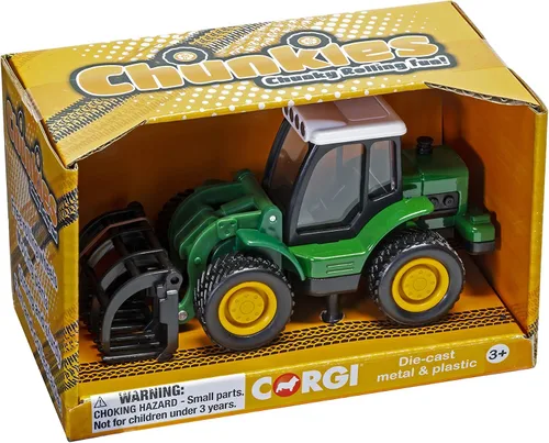 Vista 5 de Corgi Chunkies Farm - Camión todoterreno, tractor con garra y camión volquete, paquete triple de vehículos de juguete CHP10