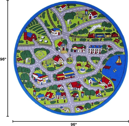 Vista 2 de Champion Rugs Alfombra de área para niños/habitación de bebé/guardería/aula/sala de juegos. Carreteras. Ciudad. Ciudad. Pistas de autos de carreras.