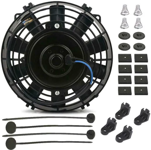 Vista 2 de Enfriador de aceite de transmisión de aluminio de 6 filas, camión, furgoneta, SUV, RV, kit de ventilador de refrigeración eléctrica de 6 pulgadas