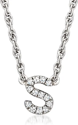 Vista 6 de Ross-Simons Diamond-Accented Lowercase Mini Initial Necklace in Sterling Silver