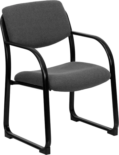 Vista 11 de Flash Furniture Silla de recepción lateral ejecutiva de tela negra Richie con base de trineo