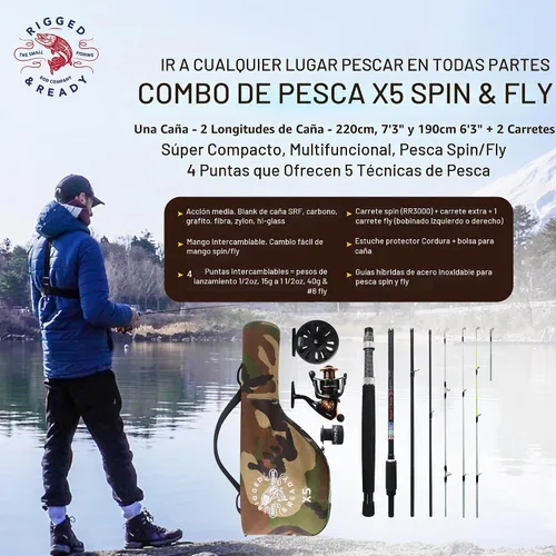 Vista 2 de Rigged & Ready X Series™ Cañas de pescar de viaje. 6 Combos y cañas súper