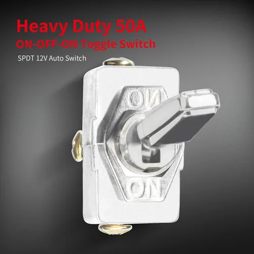 Vista 2 de DaierTek Interruptor de palanca de 3 posiciones ON-OFF-ON, 50 amperios, 12 V, resistente, 3 vías, SPDT, 3 pines, 12 voltios, para automóvil
