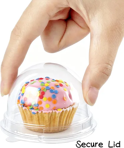 Vista 4 de TOFLEN - 100 mini recipientes de postre con tapas de cúpula, base transparente