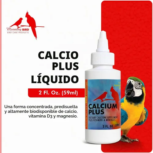 Vista 3 de Morning Bird Suplemento de calcio Plus para la salud aviar, fórmula líquida de calcio con magnesio y vitamina D3, 2 onzas líquidas