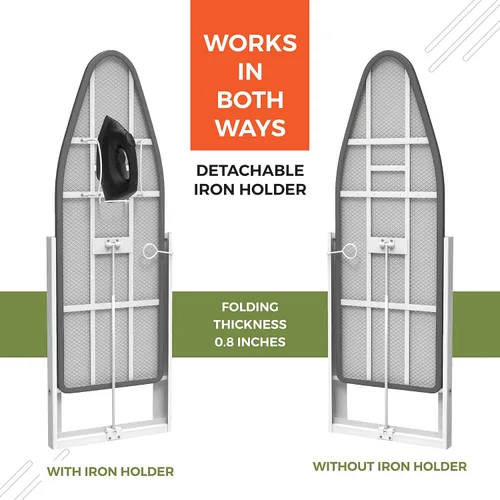 Vista 5 de Xabitat Tabla de planchar para montar en la pared con soporte para plancha, 36.2" X 12.2" tabla de planchar plegable de montaje compacto