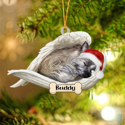 Vista 89 de Afghan Hounds - Adorno de Navidad con alas de ángel durmiente, recuerdo personalizado para perros 2024, adorno de forma acrílica, regalos
