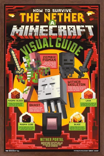Vista 16 de Trends International Minecraft - Póster de The Nether Wall, 14.725 x 22.375 pulgadas, versión enmarcada de madera de granero