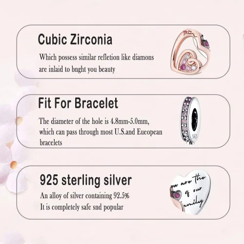 Vista 5 de LNQOBU Dije de plata de ley 925 para madre, hija, familia, amor, familia, amigos, para pulseras y collares