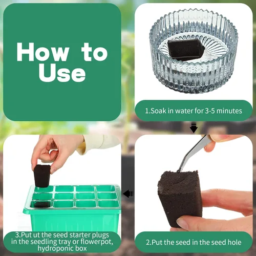 Vista 4 de Amyhill Esponjas hidropónicas, cápsulas de iniciación de crecimiento, tapones de esponja de crecimiento orgánico para cultivo de plantas (50 piezas)
