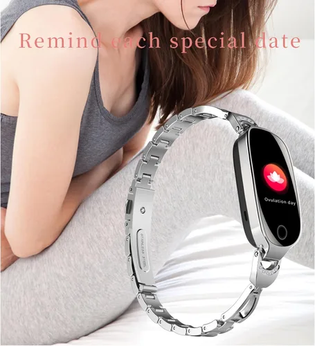 Vista 3 de Rastreador de actividad física para mujer, reloj inteligente de fitness con monitoreo del sueño, monitor de frecuencia cardíaca, contador de pasos