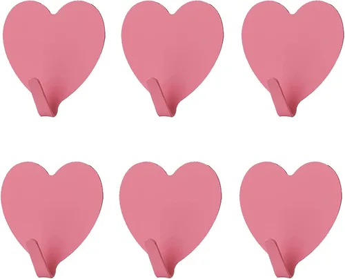 Vista 11 de JtmyAota Paquete de 6 ganchos decorativos de pared en forma de corazón, gancho de pared adhesivo fuerte de acero inoxidable para el hogar, cocina