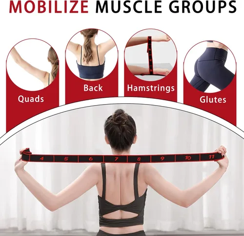 Vista 4 de 2PCS Elastic Yoga Stretching Strap with 12 Loops Stretch Resistance Exercise Bands for Yoga,Pilates,Dance,Rhythmic Gymnastics,Physical