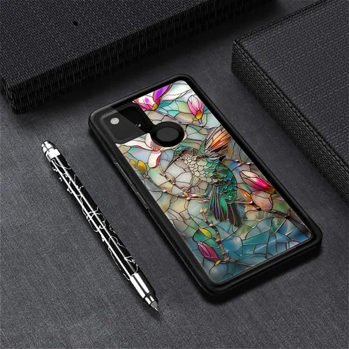 Vista 5 de Compatible con Google Pixel 4A 5G Mobile Case Creative Acrylic Panel trasero Silicona Protección Grip especialmente diseñado para Google Pixel 4A 5G