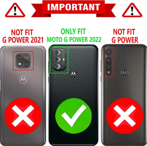 Vista 2 de STARSHOP Funda de teléfono compatible con Moto G Power 2022, con protector de pantalla de vidrio templado incluido, cartera de piel sintética a