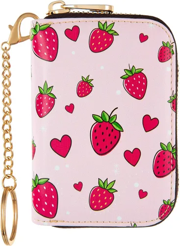 Vista 10 de Soporte para tarjetas de crédito, cartera con bloqueo RFID para mujer, pequeña cartera delgada de cuero con llavero con cremallera, funda