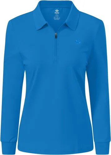 Vista 14 de JINSHI Polo de golf para mujer, de manga larga, con cremallera, deportiva, de secado rápido, atlética, casual, ajustada