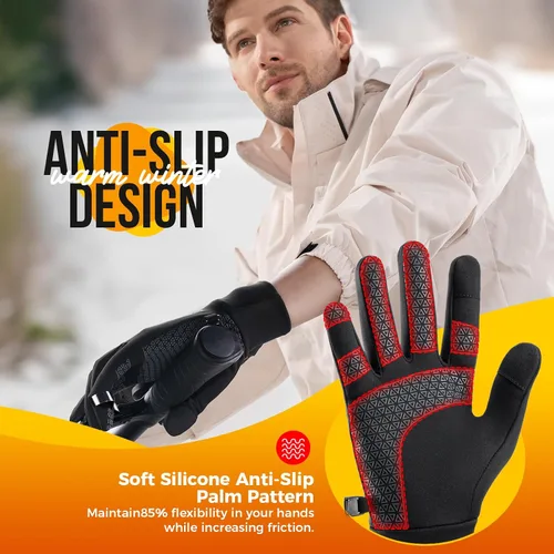 Vista 5 de Benirap Guantes de invierno para hombres y mujeres, cálidos para pantalla táctil, resistentes al viento, guantes térmicos para ciclismo, correr