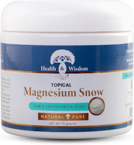 Vista 7 de Health and Wisdom Magnesium Snow - Polvo de carbonato de magnesio fino para el cuidado facial, corporal y bucal - Absorción mejorada para tonificar