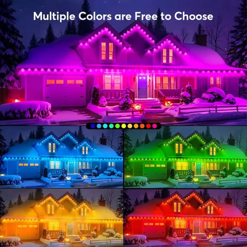Vista 2 de Luces permanentes para exteriores Pro, luces LED RGB de 50 pies, IP67 impermeables con aplicación inteligente y control remoto, para Navidad