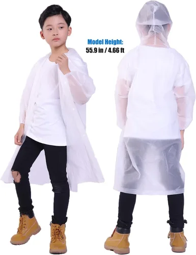 Vista 40 de Chaqueta de lluvia para niños, paquete de 2 ponchos de lluvia para niños, impermeables reutilizables para niños y niñas, impermeable, para exteriores