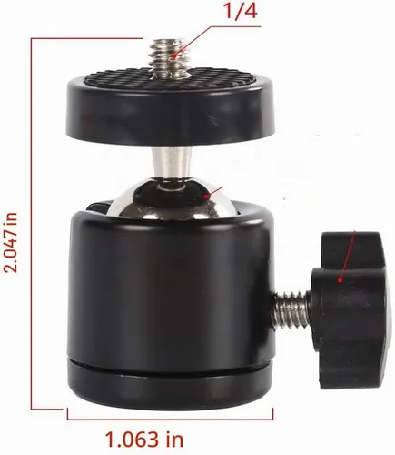 Vista 2 de Paquete de 3 mini cabeza esférica de 1/4 pulgadas con tornillo giratorio para trípode de 360 grados, adaptador de base giratoria de 360 grados