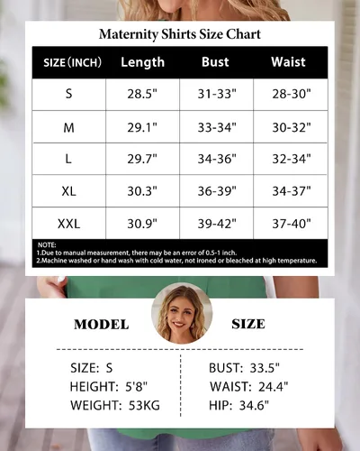 Vista 6 de LAISHEN Camisas de maternidad para mujer, manga corta, con lazo frontal, para maternidad