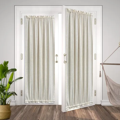 Vista 4 de KOUFALL Cortinas de luz lateral para puerta de 72 pulgadas de largo para ventanas laterales, mezcla de lino, protección de privacidad, filtrado