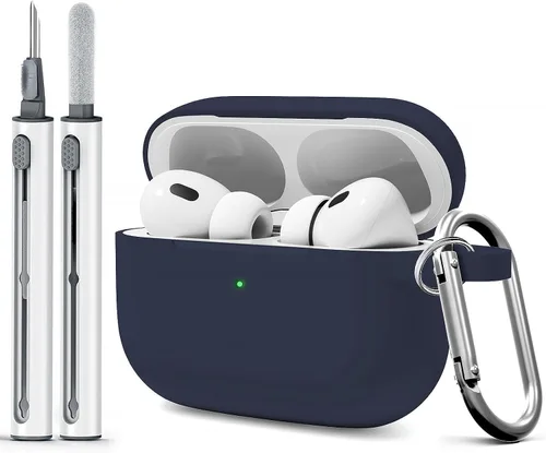 Vista 11 de Funda para AirPods Pro con kit de limpieza, funda de silicona suave para Apple AirPod Pro de 1ª/2ª generación, accesorios de funda AirPods Pro/Pro 2