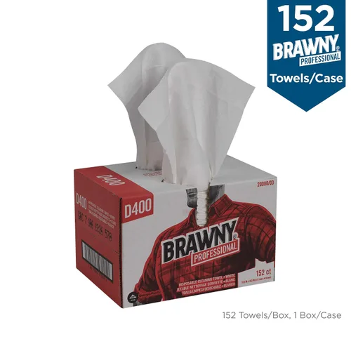 Vista 4 de Paños Brawny, industriales, blancos, premium, multiuso, DRC, Blanco, 152