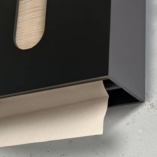 Vista 4 de eBun Soporte de toallas de papel plegadas de bambú – Dispensador de toallas de papel para montaje en pared y encimera para baño, cocina y oficina