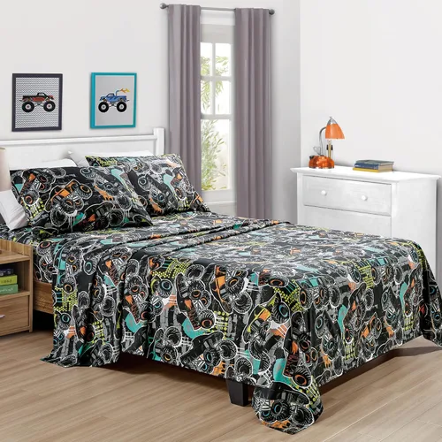 Vista 20 de Chezmoi Collection Juego de sábanas de 3 piezas para niños y adolescentes, microfibra suave, color blanco y negro, estampado de corazones de panda
